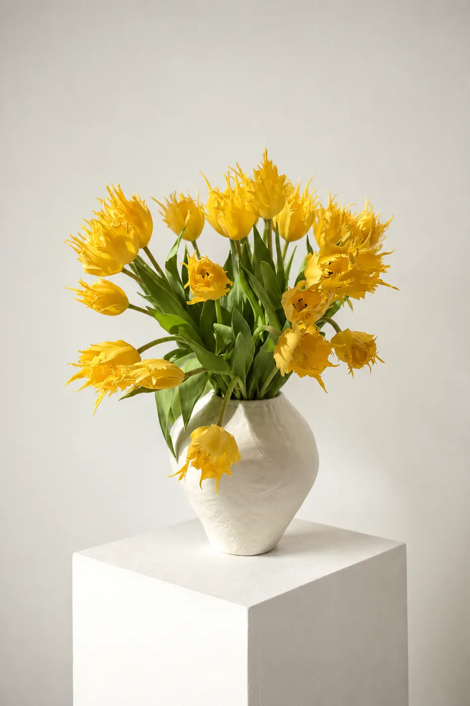 Tulipes jaunes dans un vase