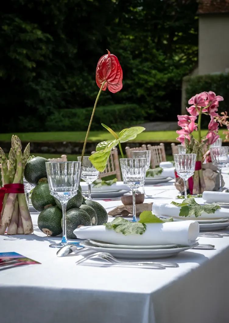 Table dressée au jardin
