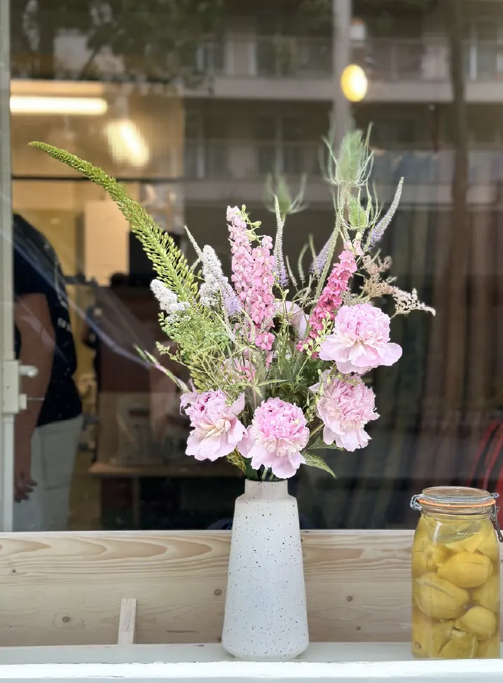 Bouquet en vitrine